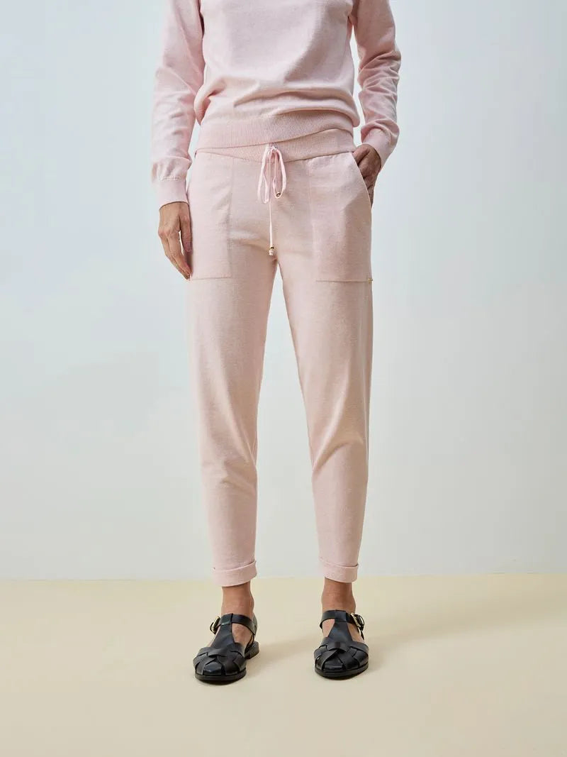 Calça em Trico Anselmi barra italiana Rosa bebe/ algodão doce - 28871 *D80 *C80