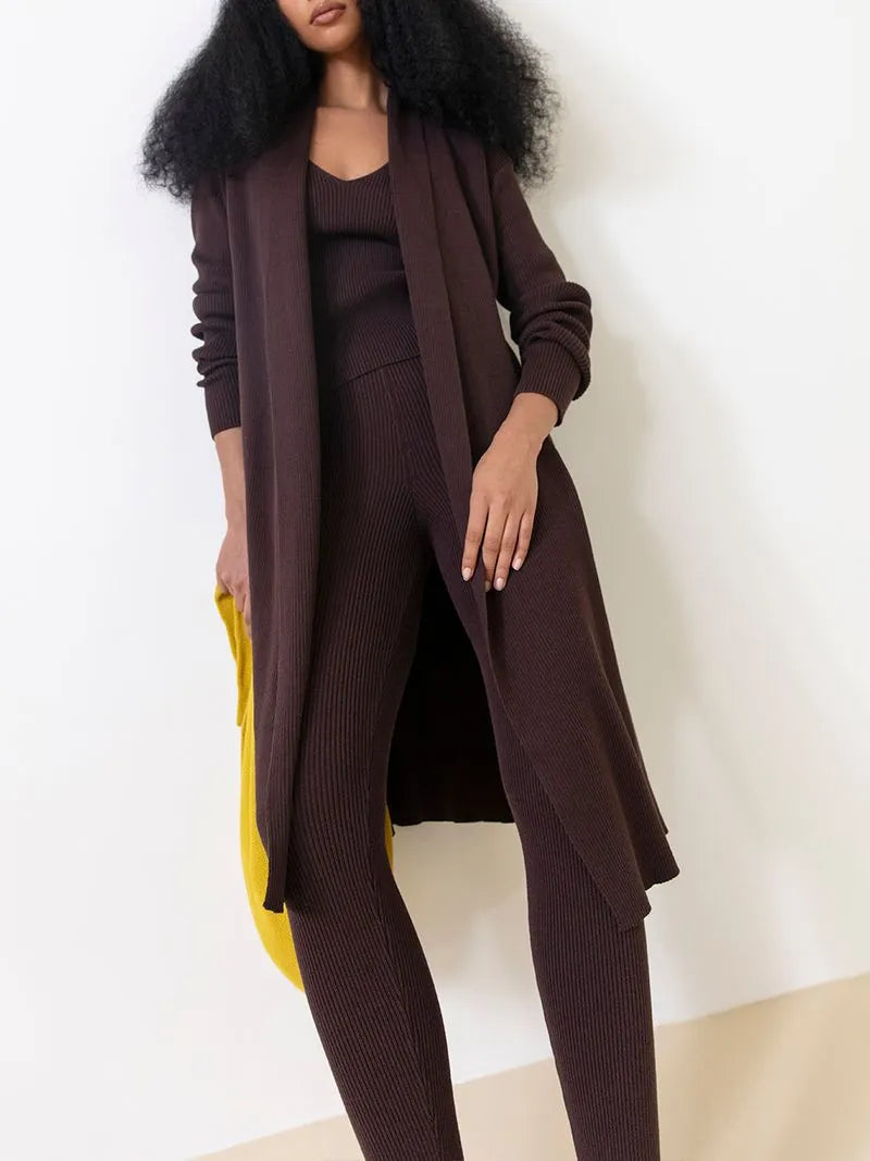 Cardigan Alongado com fenda Anselmi  bege - 29581