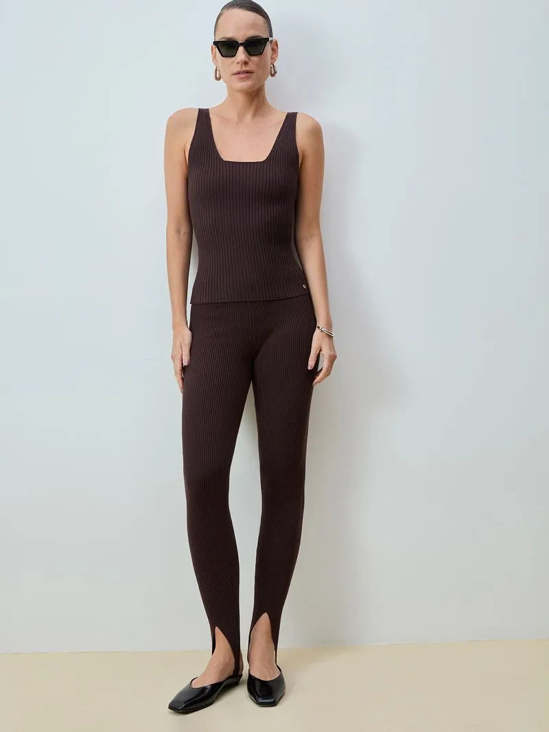 Calça Fuseau Canelada Anslemi Marrom Chocolate - 46667