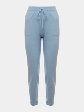 Calça em tricô Anselmi Barra Italiana cor gelo / azul noite - 28871 *E56 *A98