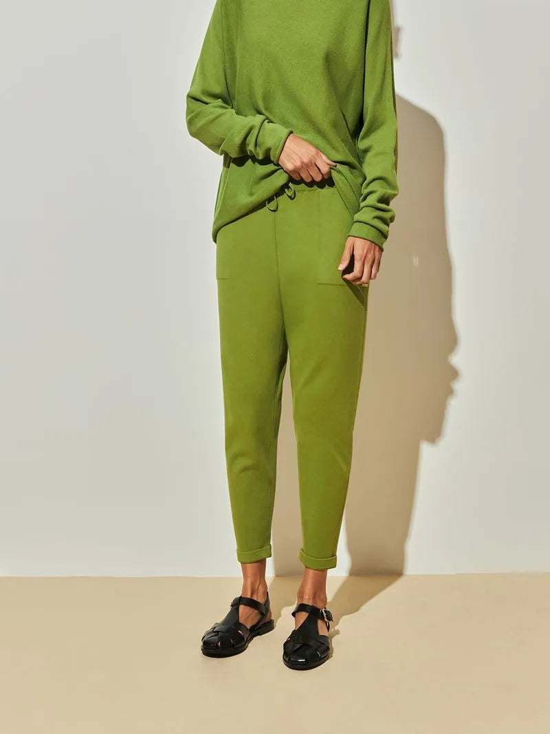 Calça em tricô Anselmi Barra Italiana cor Verde Menta/ Abacate -28871 *E23 *E39