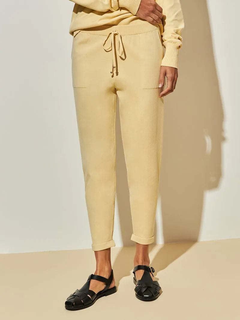 Calça em tricô Anselmi Barra Italiana Amarelo manteiga - 28871