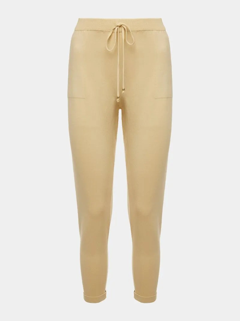 Calça em tricô Anselmi Barra Italiana Amarelo manteiga - 28871