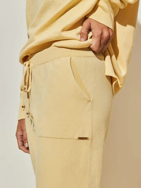 Calça em tricô Anselmi Barra Italiana Amarelo manteiga - 28871