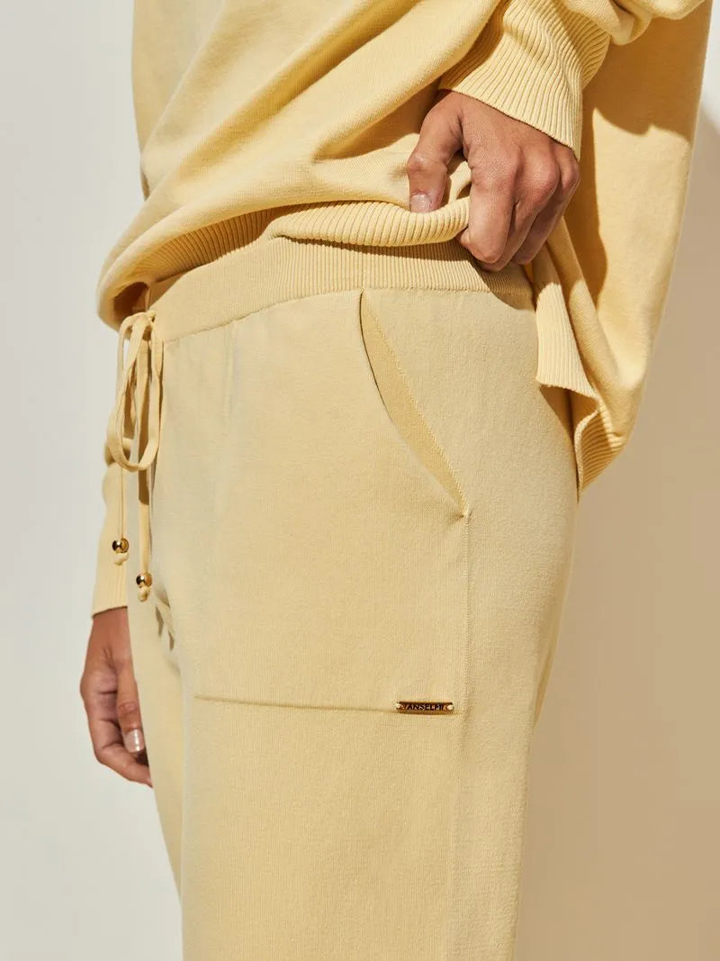 Calça em tricô Anselmi Barra Italiana Amarelo manteiga - 28871