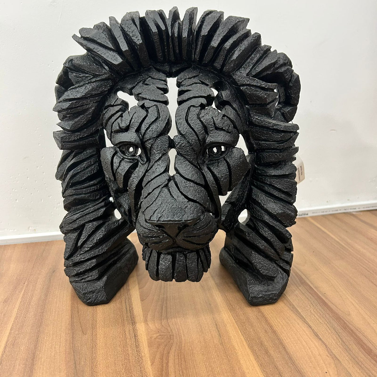 Escultura Decorativa Rosto de Leão em Resina Preto