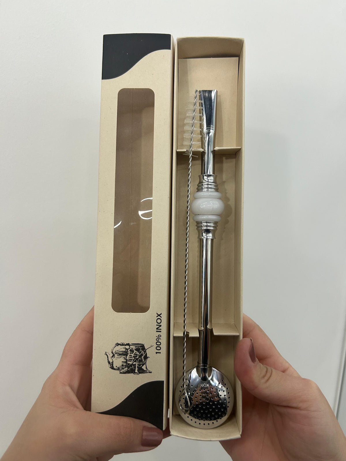 Bomba de chimarrão INOX com Limpador