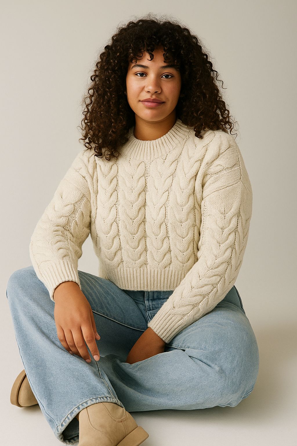Suéter Feminino Gola Alta Em Tricô Trançado - ENFIM - 124637