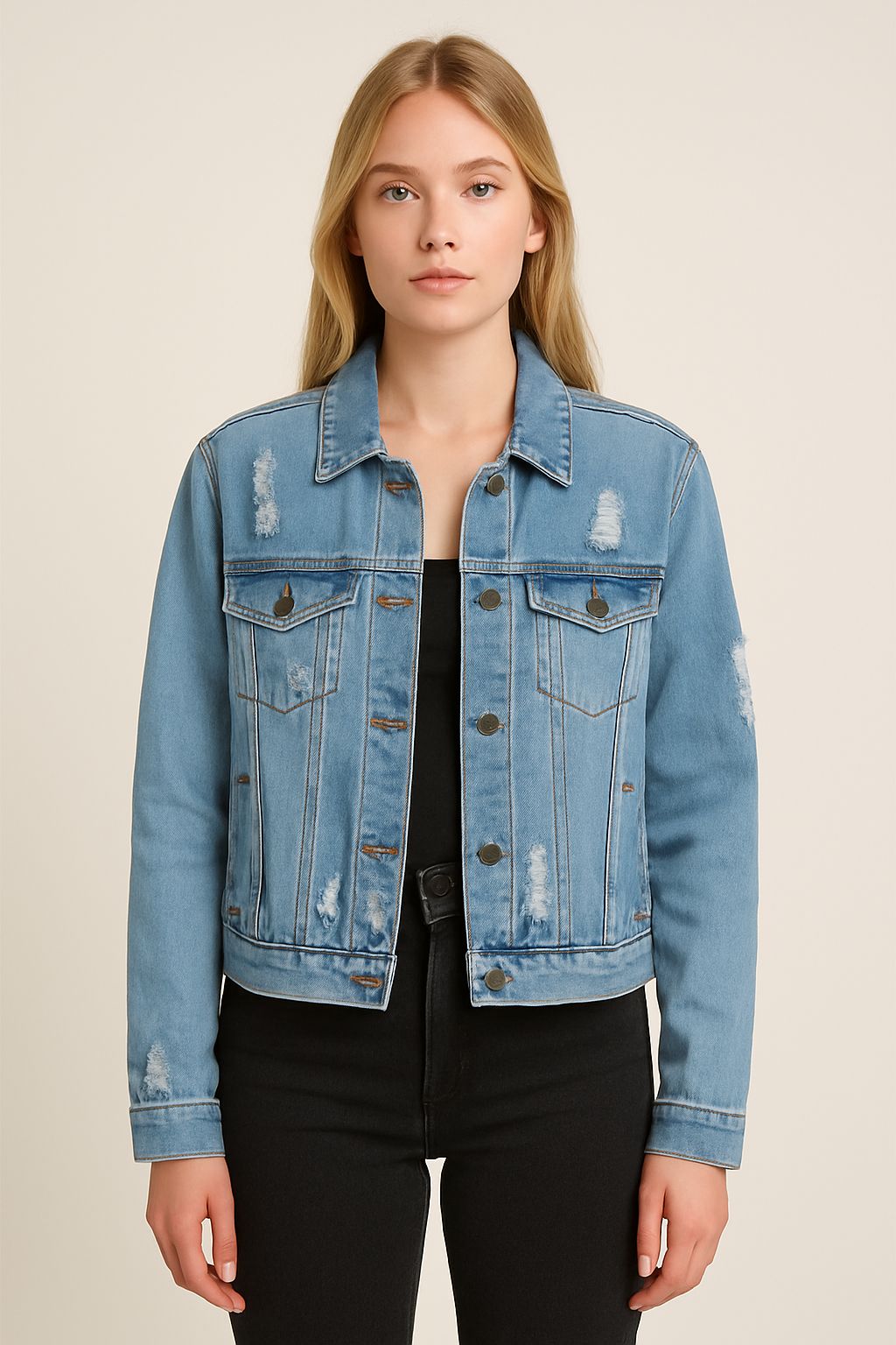Jaqueta Jeans Feminina Elastano Tradicional- DZ9150