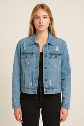 Jaqueta Jeans Feminina Elastano Tradicional- DZ9150