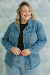 Jaqueta Jeans com detalhe de Strass PLUS SIZE- STYLOSA- 50198