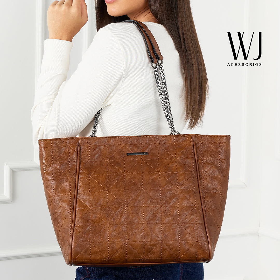 Shopping Bolsa Grande Com Detalhe De Costuras E Corrente 46083