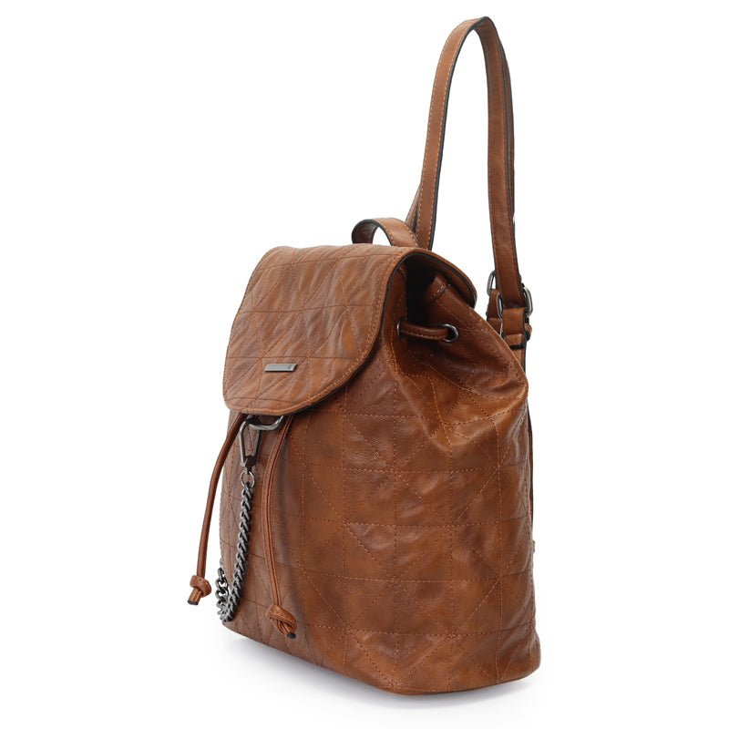 Mochila Media Com Detalhe De Costuras E Corrente 46084