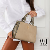 Bolsa Satchel Grande Com Recortes Laterais E Detalhes Em Croco - 46089