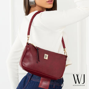 Bolsa Transversal Vermelha Media Com Alca De Ombro Rolete Tresse - WJ Acessórios- 46098