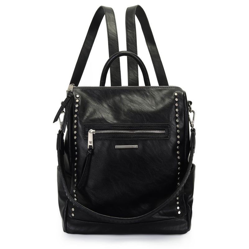 Mochila Grande Com Alca Tresse E Aplicacao De Metais Preta- WJ Acessórios- 46117
