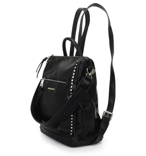 Mochila Grande Com Alca Tresse E Aplicacao De Metais Preta- WJ Acessórios- 46117