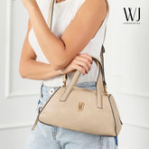 Bolsa Bau Media Bege Com Metal Resinado- WJ Acessórios- 46122