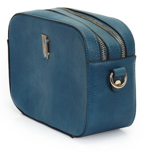 Bolsa Transversal Media Com Metal Resinado Monocolor Preta/Azul - WJ Acessórios- 46137