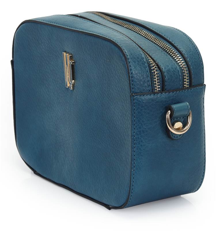 Bolsa Transversal Media Com Metal Resinado Monocolor Preta/Azul - WJ Acessórios- 46137