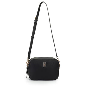 Bolsa Transversal Media Com Metal Resinado Monocolor Preta/Azul - WJ Acessórios- 46137