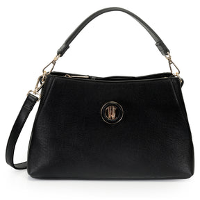 Shoulder Bag Media Preta Com Compartimentos E Metal Encapado- WJ Acessórios- 46146