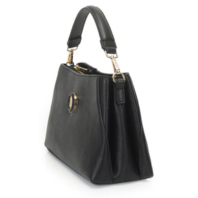 Shoulder Bag Media Preta Com Compartimentos E Metal Encapado- WJ Acessórios- 46146