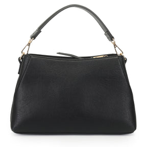Shoulder Bag Media Preta Com Compartimentos E Metal Encapado- WJ Acessórios- 46146