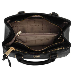 Bolsa Satchel Grande Preta Com Metal Resinado Monocolor -WJ Acessórios- 46175