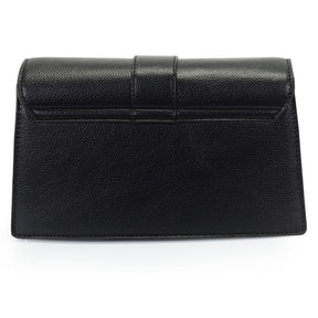Bolsa Transversal Preta Media Estruturada Com Lapela Na Tampa - WJ Acessórios-46207