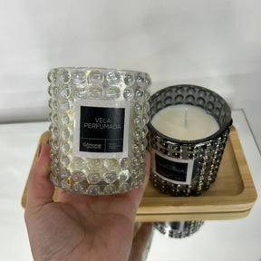 Vela Perfumada Decorativa Com Vidro Trabalhado