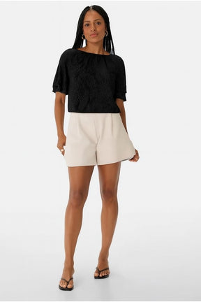 Blusa Ampla Snake Print Manga Curta Franzidos Em Viscose - ENFIM - 129414
