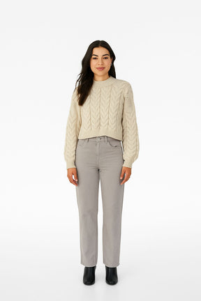 Suéter Feminino Gola Alta Em Tricô Trançado - ENFIM - 124637