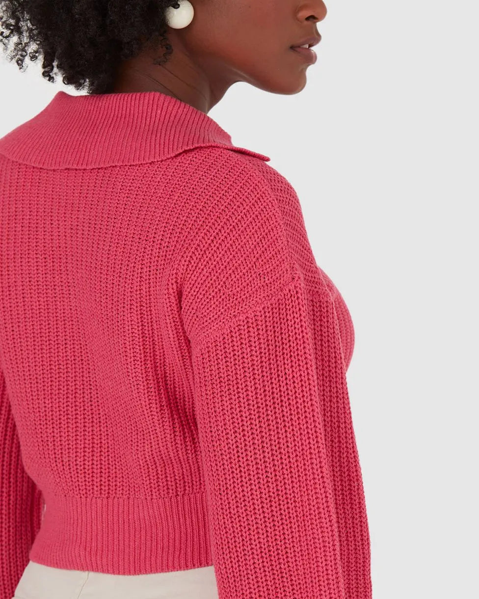 Tricô Cropped Feminino Gola V -MALWEE  - 103713
