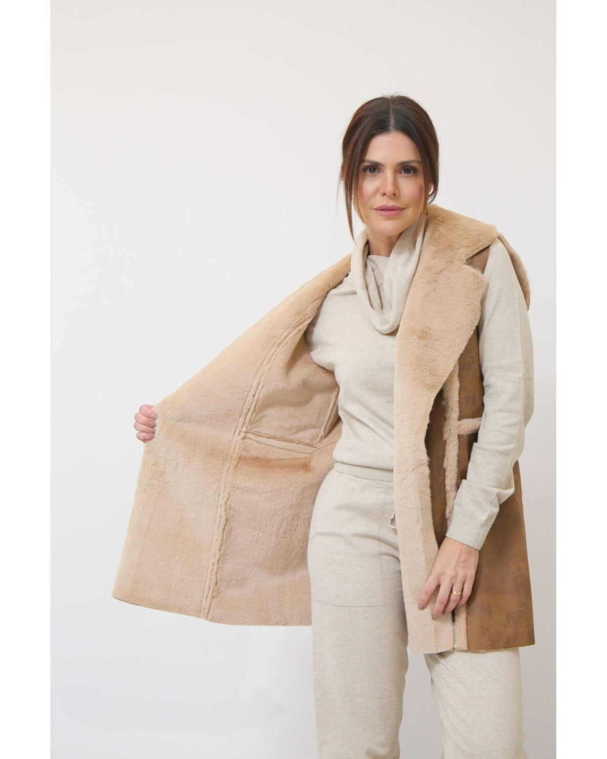 Colete Anselmi Veludo com Pele - Ref 11609