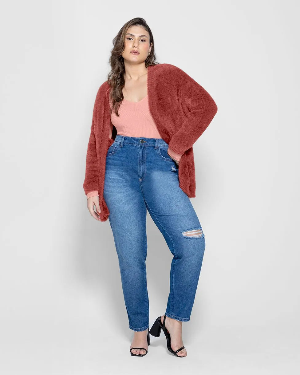 Cardigan Alongado Feminino Em Tricô Felpudo - ENFIM- 115206
