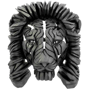 Escultura Decorativa Rosto de Leão em Resina Preto