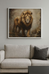 Quadro Leão com Moldura de MDF branca