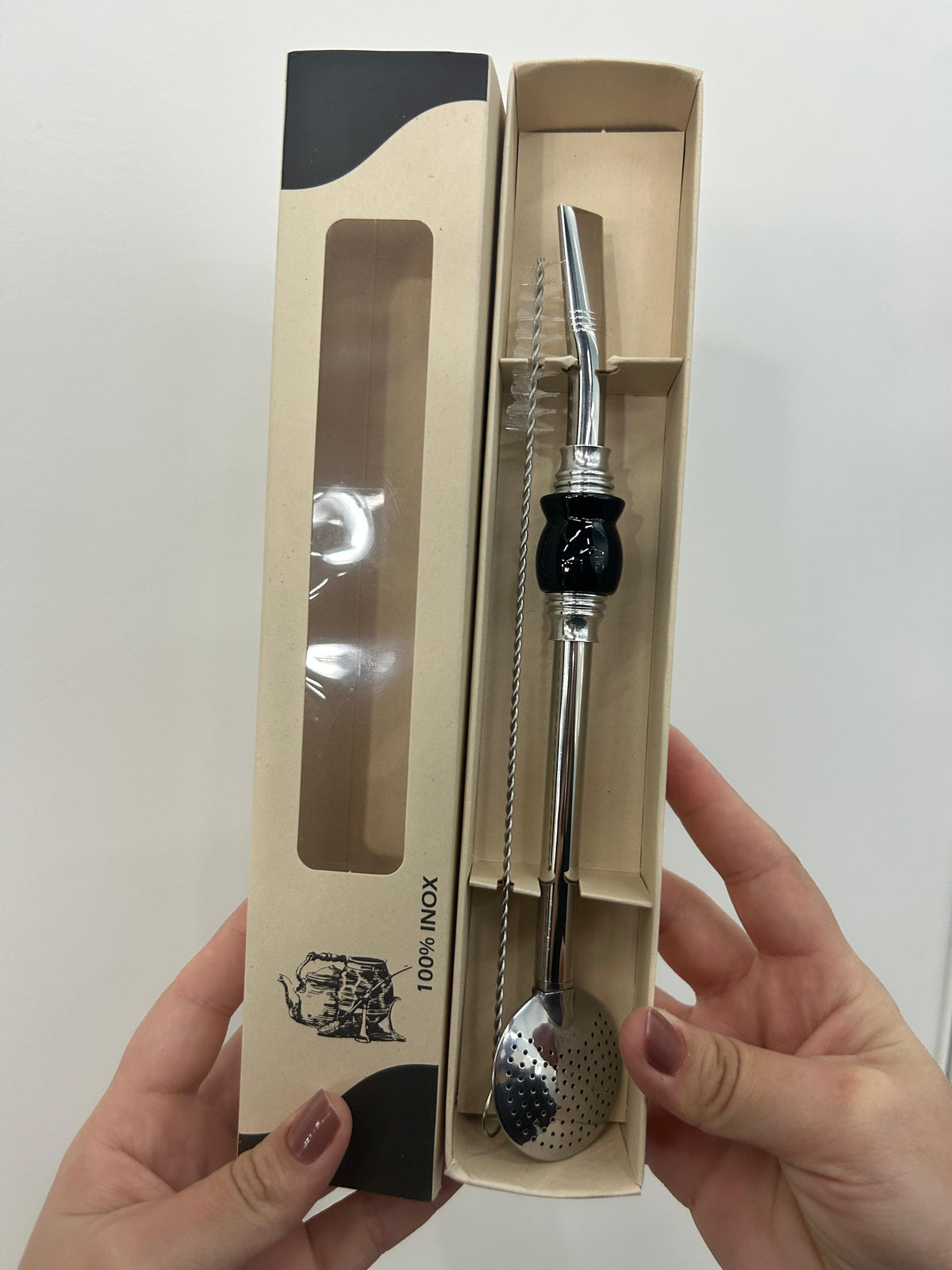 Bomba de chimarrão INOX com Limpador