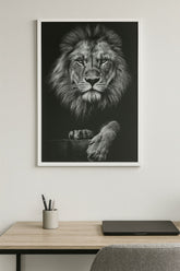 Quadro Decoratico Leão Preto & Branco