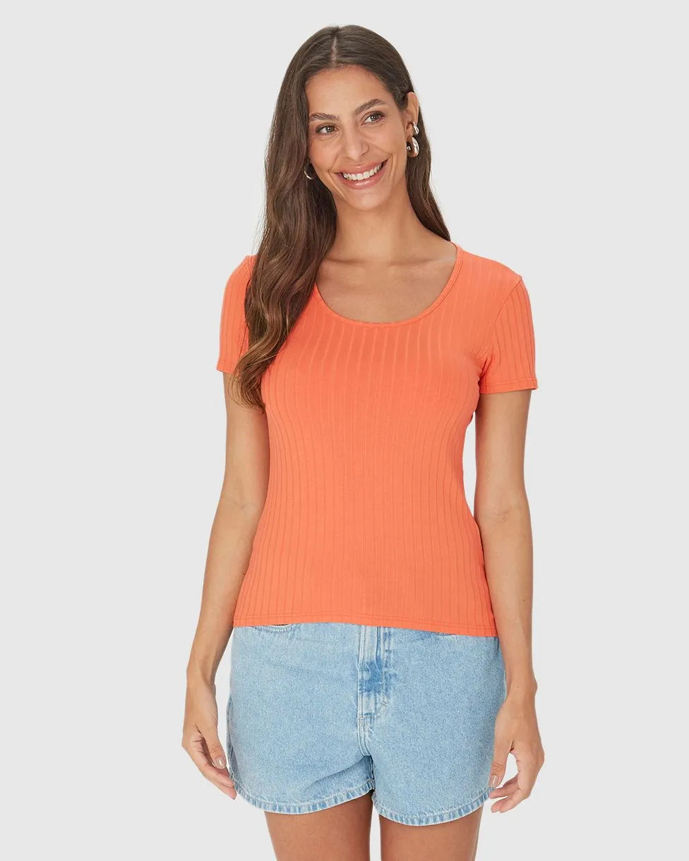 Blusa Básica Feminina Manga Curta Em Canelado - 50615