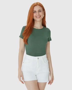 Blusa Básica Feminina Decote Redondo Em Viscose Stretch - 79410