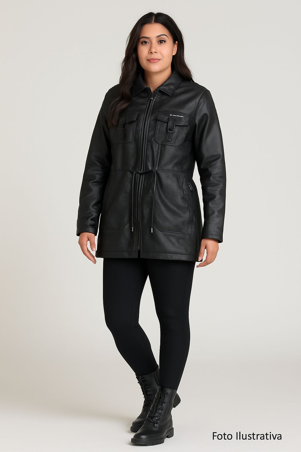 Parka de couro ecológico forrada com carnerinho Trip Surf