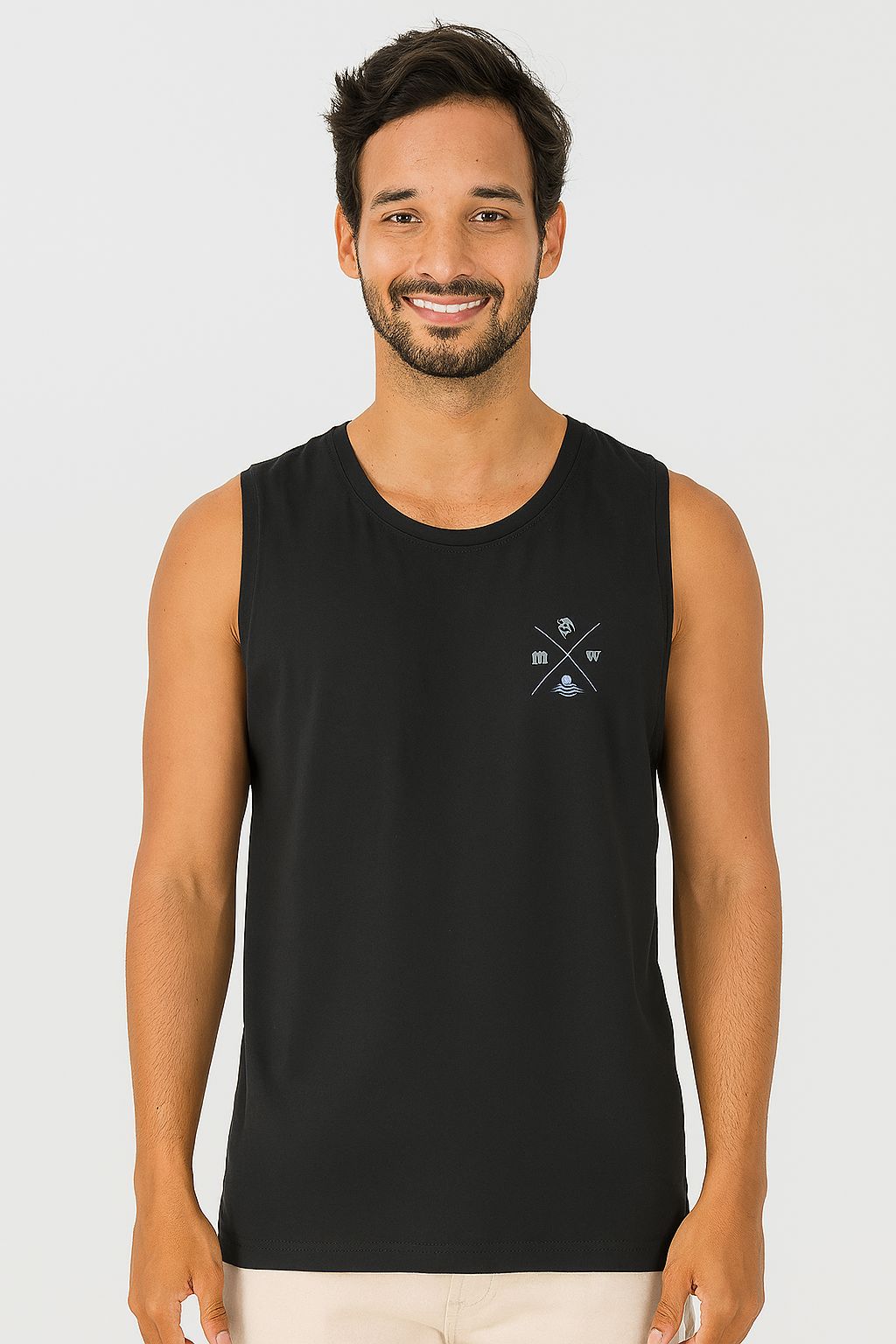Regata Básica Masculina Cava Ajustada Em Algodão Malwee- 129631