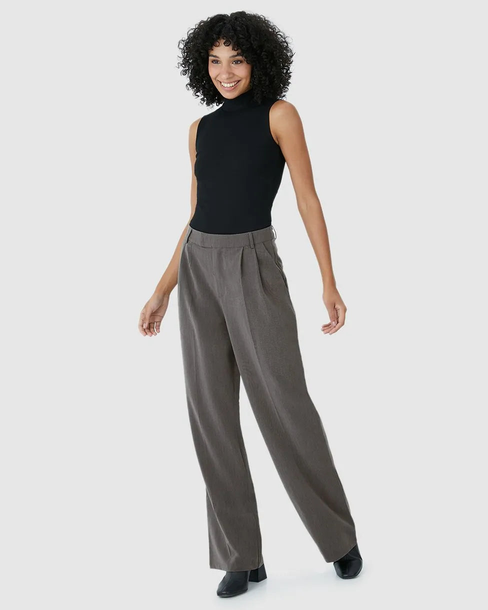 Calça Reta Feminina Bolso Faca Em Tecido Alfaiataria- MALWEE-124693