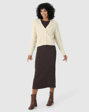 Cardigan Cropped Feminino Botões Frontais Em Tricô -ENFIM- 124729