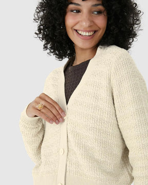 Cardigan Cropped Feminino Botões Frontais Em Tricô -ENFIM- 124729