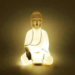 Buda Decorativo C/ Led 19x11cm em Porcelana Martins & Martins