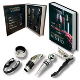 Kit para vinho de inox Livro preto 05 peças