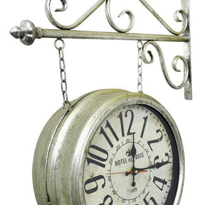 Relógio de estação Hotel Paris prata 35 cm